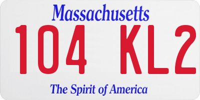 MA license plate 104KL2