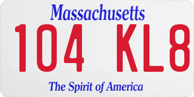 MA license plate 104KL8