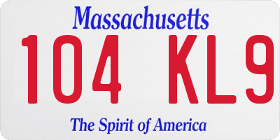 MA license plate 104KL9