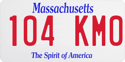 MA license plate 104KM0