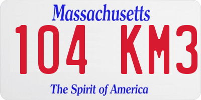 MA license plate 104KM3