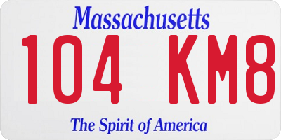 MA license plate 104KM8