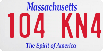 MA license plate 104KN4