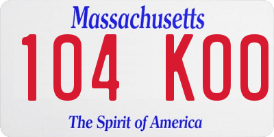 MA license plate 104KO0