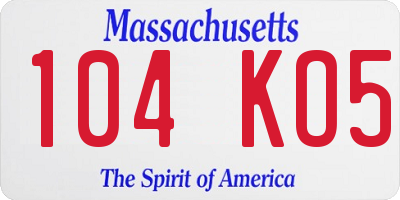 MA license plate 104KO5