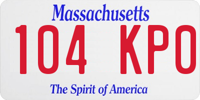 MA license plate 104KP0