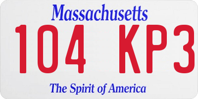 MA license plate 104KP3