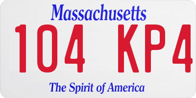 MA license plate 104KP4