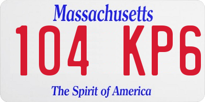 MA license plate 104KP6