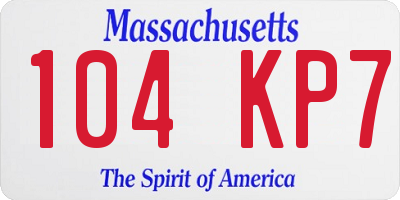 MA license plate 104KP7