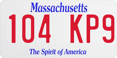 MA license plate 104KP9