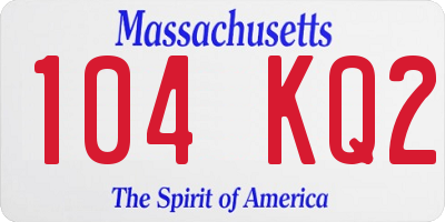 MA license plate 104KQ2