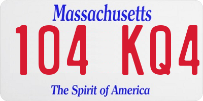 MA license plate 104KQ4