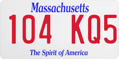 MA license plate 104KQ5