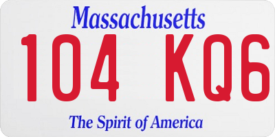 MA license plate 104KQ6