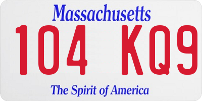 MA license plate 104KQ9