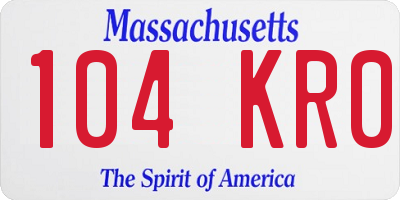 MA license plate 104KR0