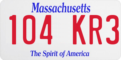 MA license plate 104KR3