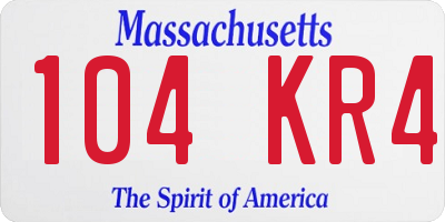 MA license plate 104KR4