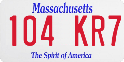MA license plate 104KR7
