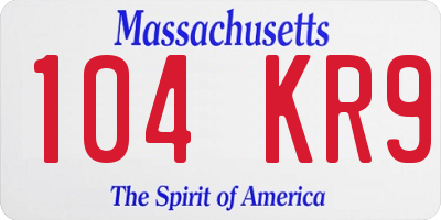 MA license plate 104KR9