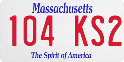 MA license plate 104KS2