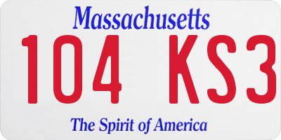 MA license plate 104KS3