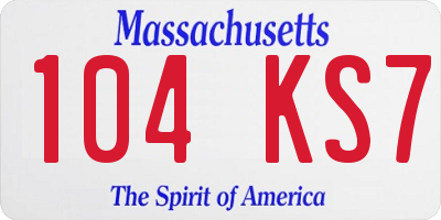 MA license plate 104KS7