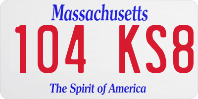 MA license plate 104KS8