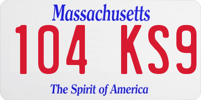 MA license plate 104KS9