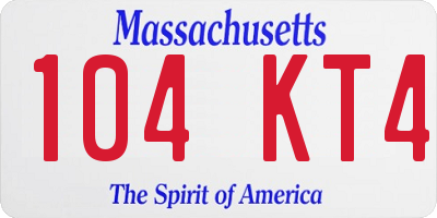 MA license plate 104KT4