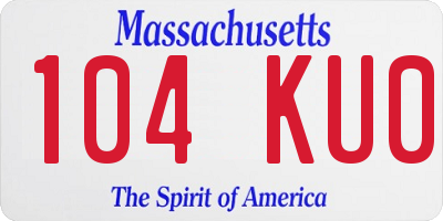 MA license plate 104KU0
