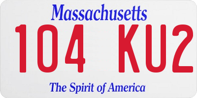 MA license plate 104KU2