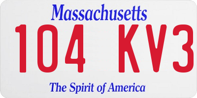 MA license plate 104KV3