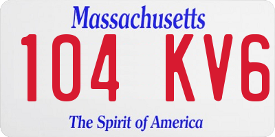 MA license plate 104KV6