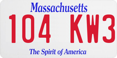 MA license plate 104KW3
