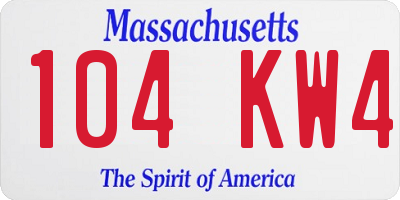 MA license plate 104KW4
