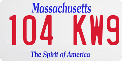 MA license plate 104KW9