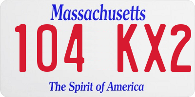 MA license plate 104KX2