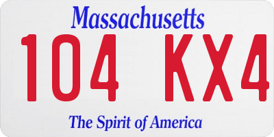 MA license plate 104KX4