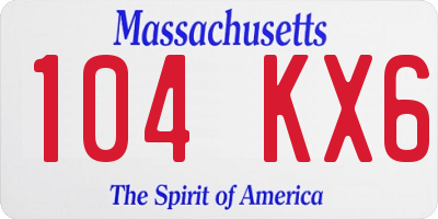 MA license plate 104KX6