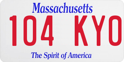 MA license plate 104KY0