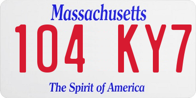 MA license plate 104KY7