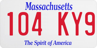 MA license plate 104KY9