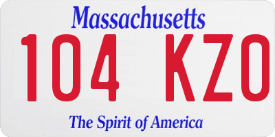MA license plate 104KZ0