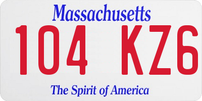 MA license plate 104KZ6