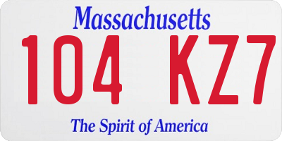 MA license plate 104KZ7