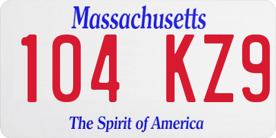 MA license plate 104KZ9