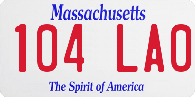 MA license plate 104LA0