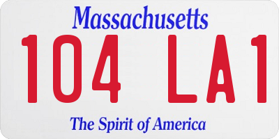 MA license plate 104LA1